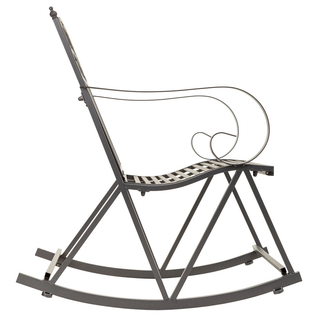 Sedia a dondolo in ferro battuto grigio 55x45x91h cm