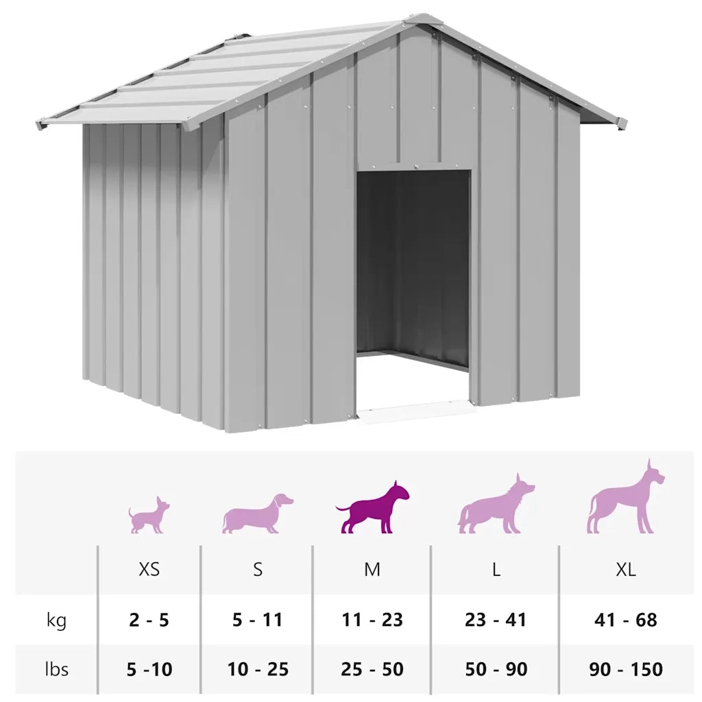 vidaXL Casetta per Cani con Tetto 131x101x102 cm Acciaio Zincato