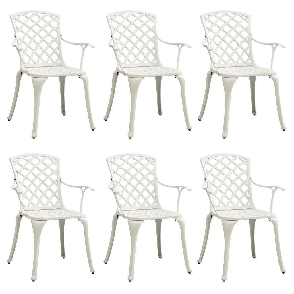 Sedie da Giardino 6 pz in Alluminio Pressofuso Bianco