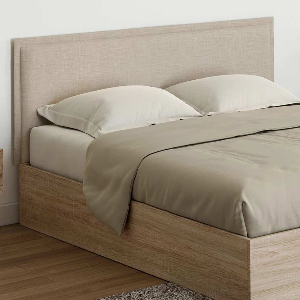 IDMarket - Testiera sospesa ALHYA 160 cm in tessuto di lino beige