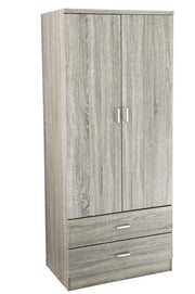 ARMADIO GUARDAROBA IN LEGNO CON 2 ANTE E CASSETTI OLMO 80 X 52 X 190 CM
