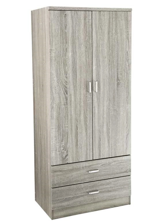 ARMADIO GUARDAROBA IN LEGNO CON 2 ANTE E CASSETTI OLMO 80 X 52 X 190 CM