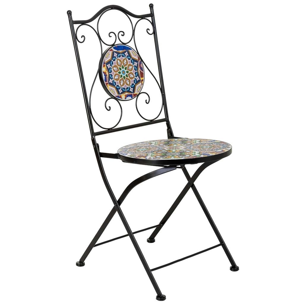 Set tavolo e 2 sedie in mosaico e ferro battuto Multicolore, tavolo: P