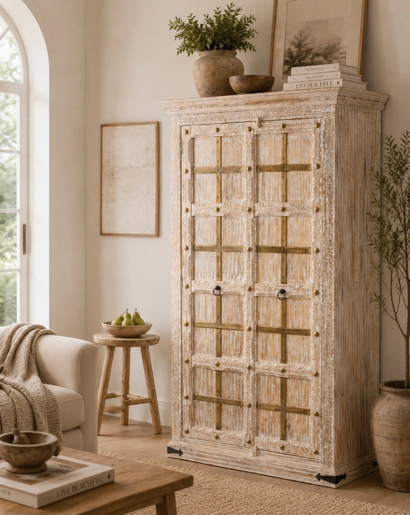 Armadio in legno beige 99x46x180h cm