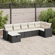 Set Divani da Giardino con Cuscini 7pz Nero Polyrattan 3325402