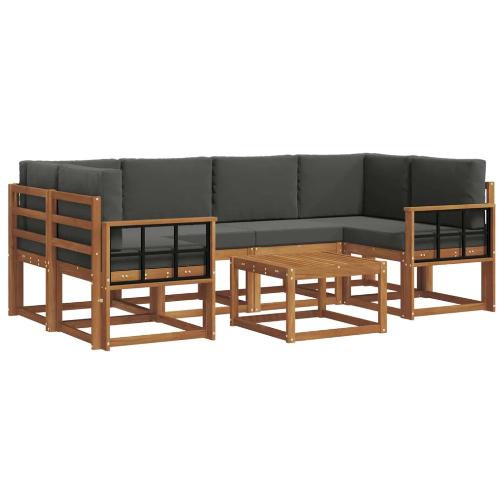 Set di divani da esterno con cuscino 7 pcs Naturale e Antracite