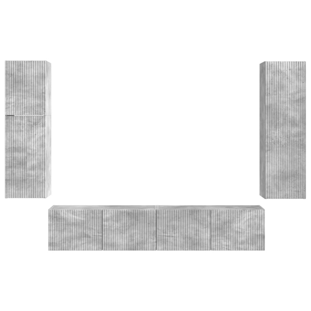Set mobile TV 4 pcs Grigio cemento Legno multistrato