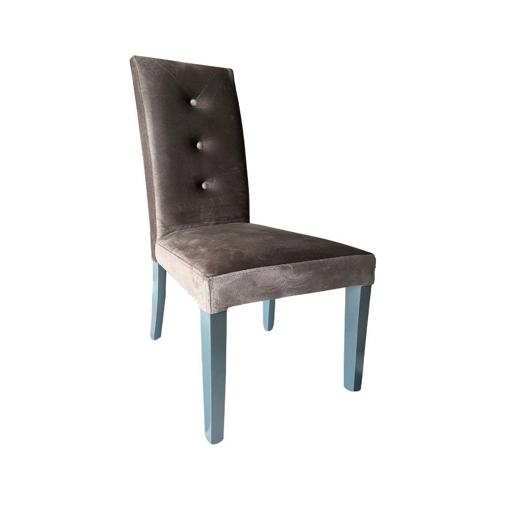 Set 2 Sedia Montecarlo 3 bottoni velluto colore grigio