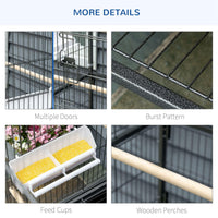 Voliera Gabbia per Uccelli 78x52x132 cm in Acciaio Grigio scuro