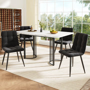 Tavolo da pranzo allungabile con 4 sedie, in MDF metallo e velluto, per cucina e sala da pranzo, 140 × 80 cm