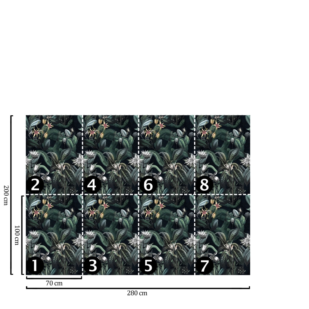 Carta da parati giungla scura 200x280cm 5 mq