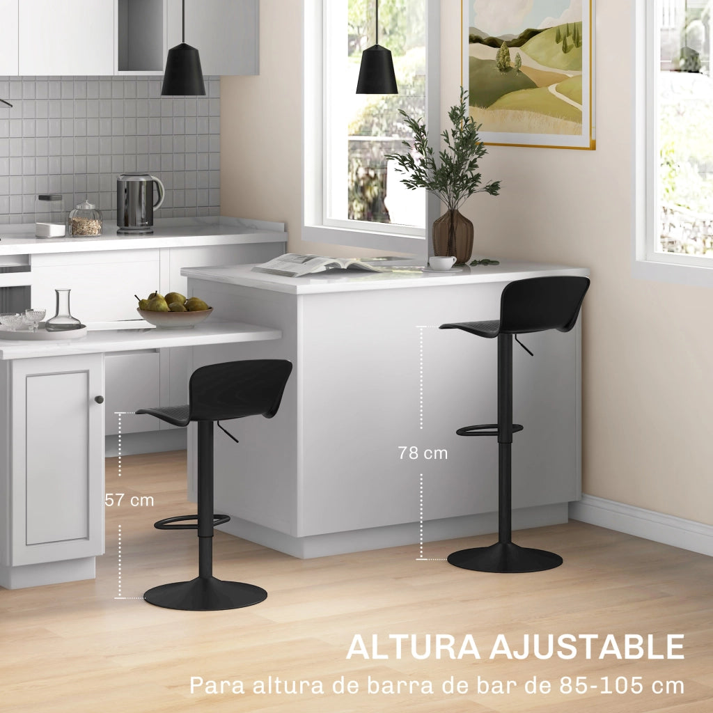 Sgabello Alto da Bar con Schienale e Altezza Regolabile ¨C Zephmum ¨C 2 Pezzi Nero
