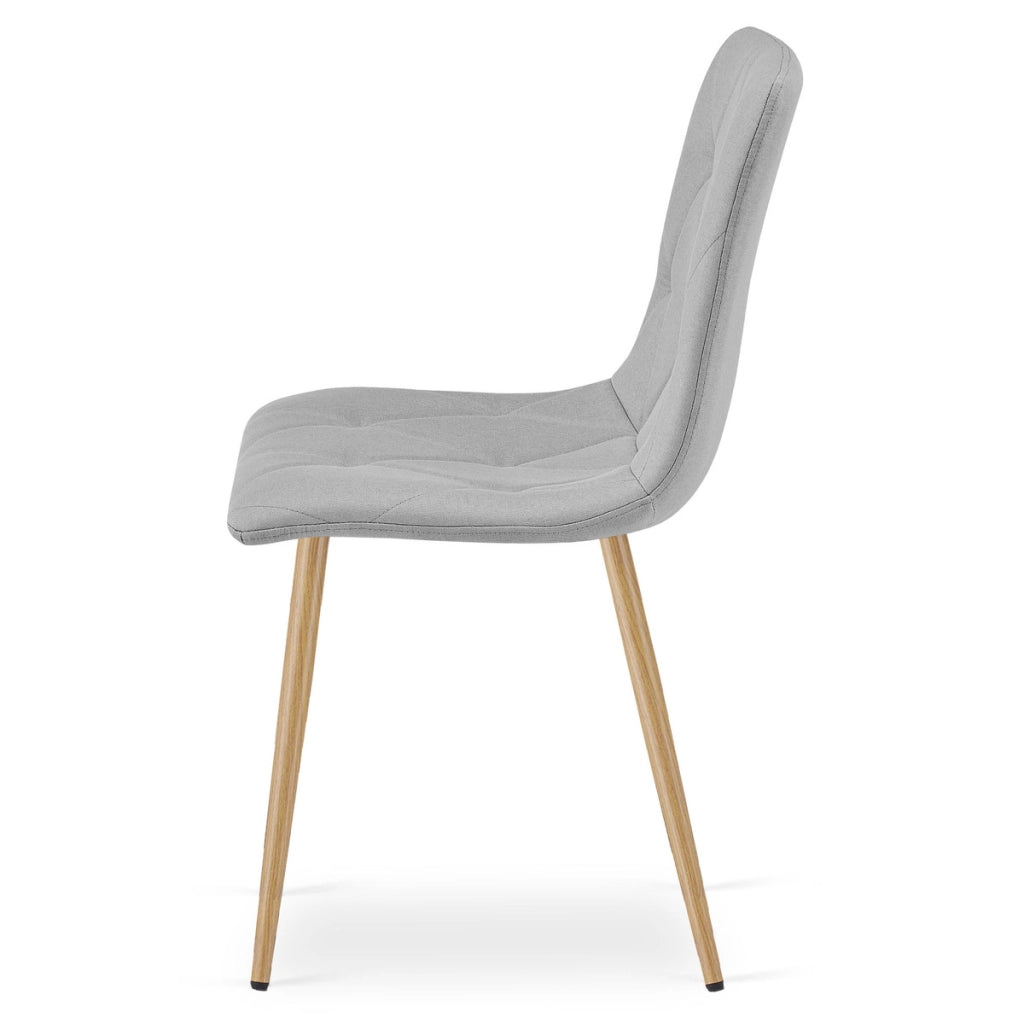 Set di 2 sedie Libra in tessuto grigio chiaro con gambe effetto legno