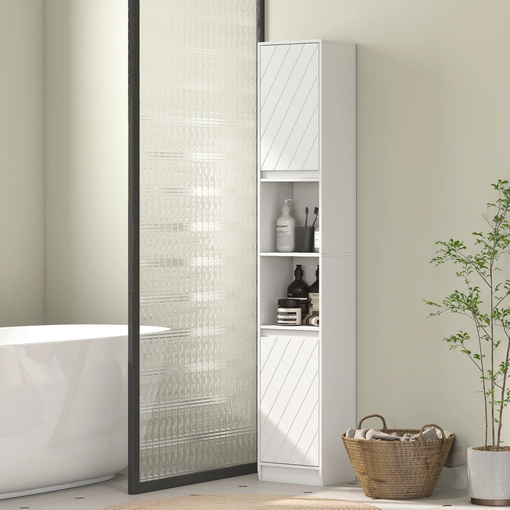 Colonna bagno con 2 ante e 2 ripiani aperti ¨C zephmum ¨C bianco 30x24x170 cm