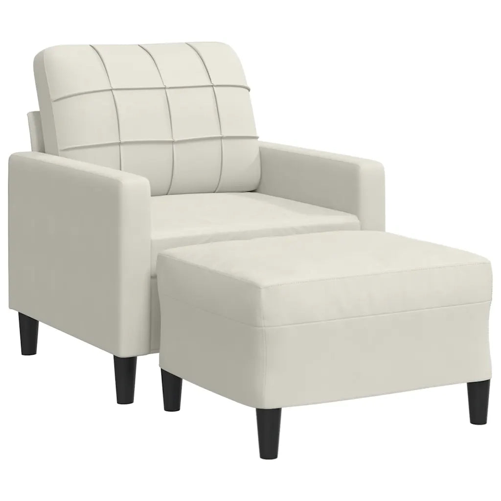 Poltrona | Sedia Relax con Poggiapiedi Crema 60 cm in Velluto