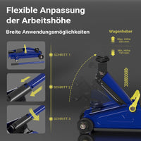 set cric sollevatore + 2 cavalletti max 2t altezza regolabile