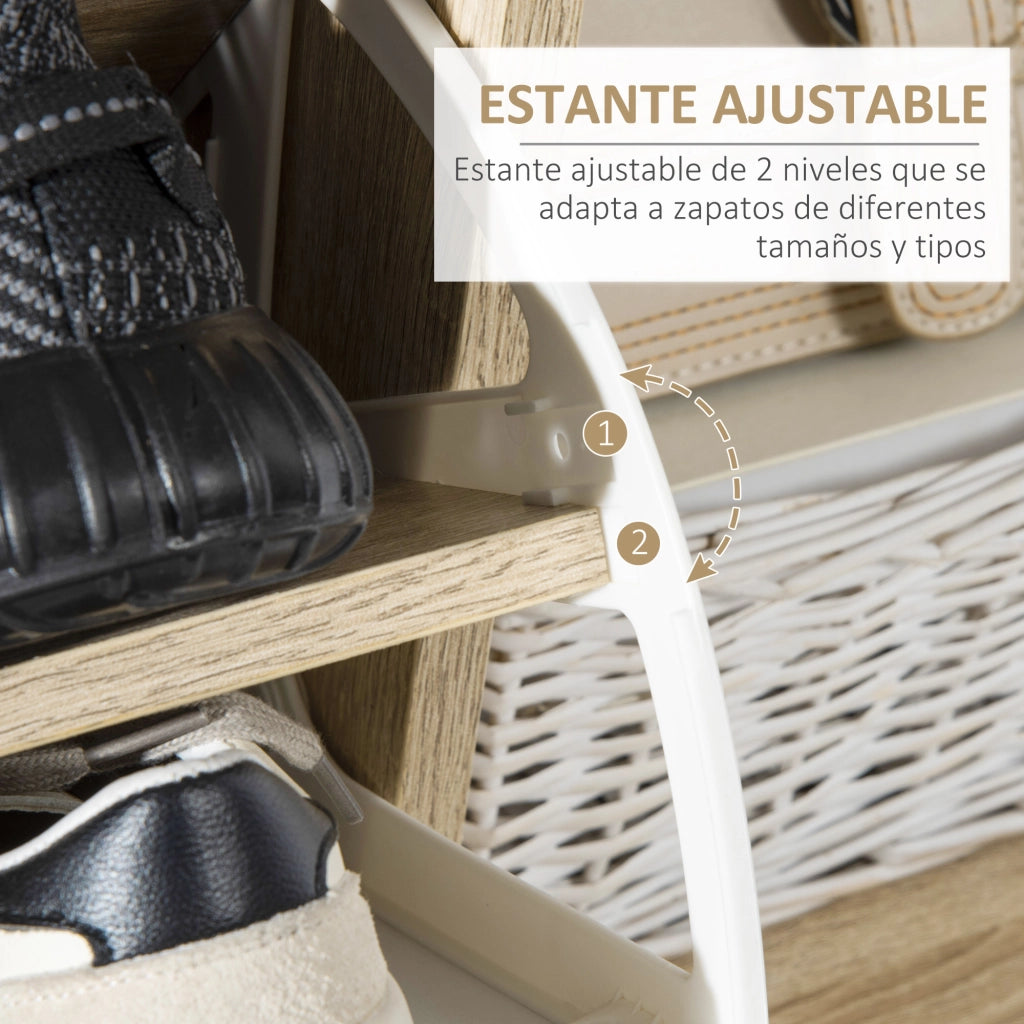 Armadio porta scarpe con cassetti e ripiano ¨C Minimal ¨C 80x25,5x112,5 cm bianco naturale