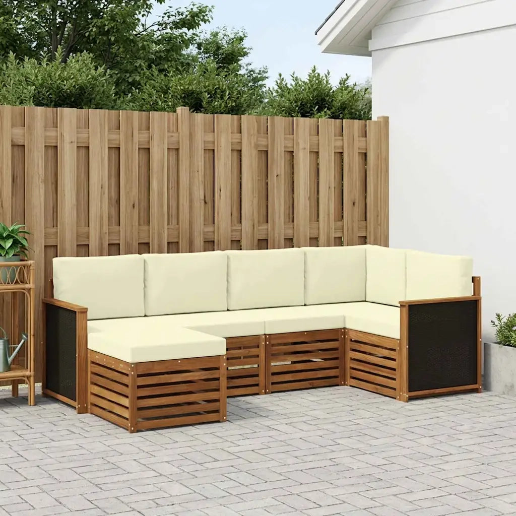 Set divano sezionale con cuscino 5 pcs Naturale e Crema 3384551