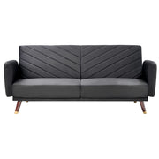 Divano Letto Tessuto Velluto Nero Scuro Soggiorno Moderno 3 Posti Gambe In Legno Braccio A Pista