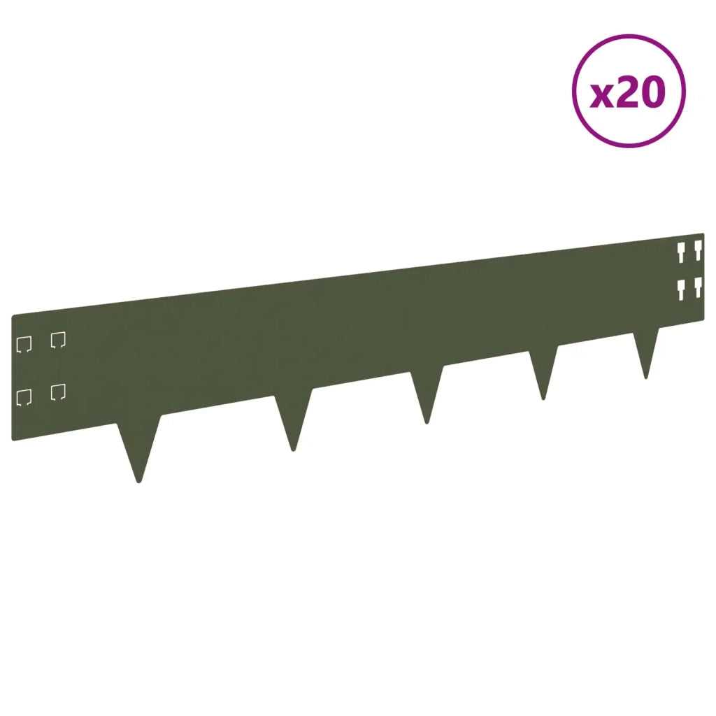 Bordura per Prato 20 pcs 100 x 20 cm Acciaio Verde Oliva 8008587