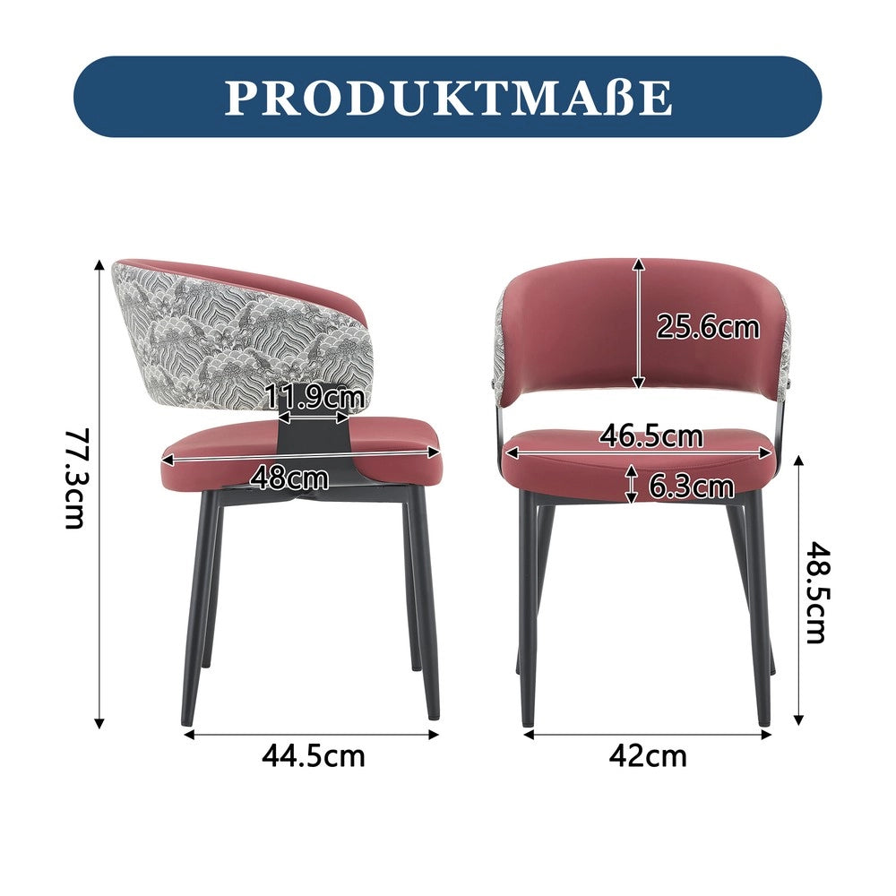Sedie da Pranzo Stile Retr¨° Set 2 Pezzi ¨C MINIMAL ¨C Similpelle, Braccioli, Gambe in Legno