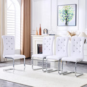 Sedia da Sala da Pranzo Imbottita con Schienale Ergonomico e Gambe Cromate in Metallo PVC Bianco