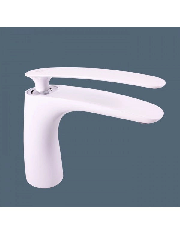 TIGRIS miscelatore lavabo in ottone cromato bianco senza sifone