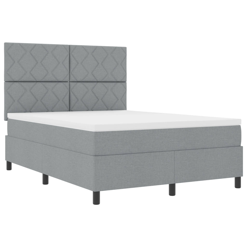 Letto a molle inscatolato con materasso e LED Grigio chiaro 160x200 cm Tessuto