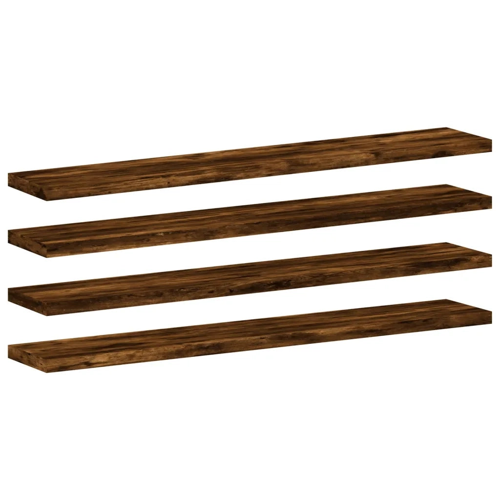 Mensole Parete 4pz Rovere Fumo 60x10x1,5 cm Legno Multistrato 838225