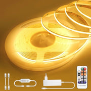Striscia LED 10 m calda bianca regolabile 24 V autoadesiva 3000 K impermeabile IP44 flessibile con comando a distanza - bagno cucina soggiorno decorazione