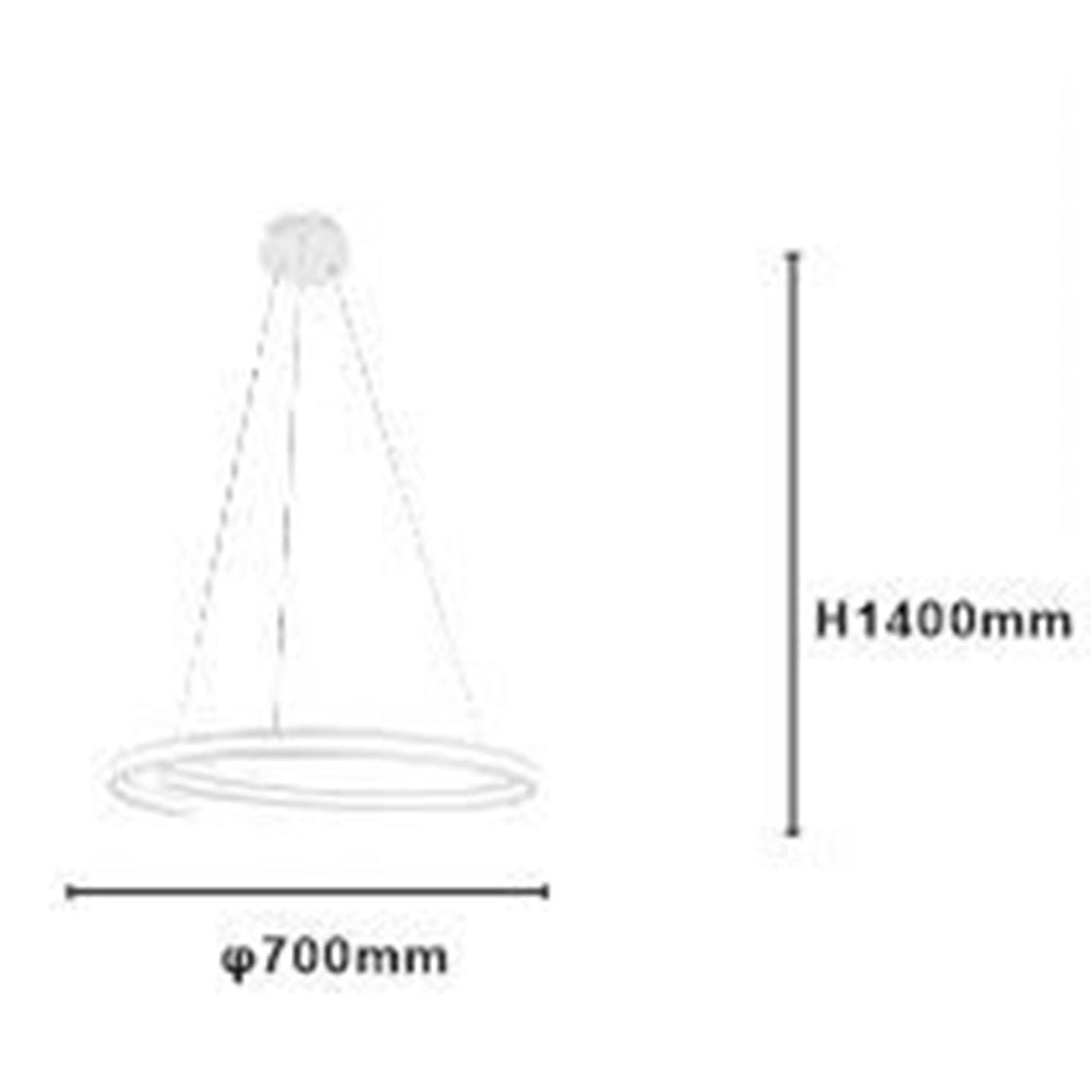 Trade Shop - Lampadario Led Moderno A Semicerchio 100w A Sospensione Luce 4000k 70cm Bianco 33436 -