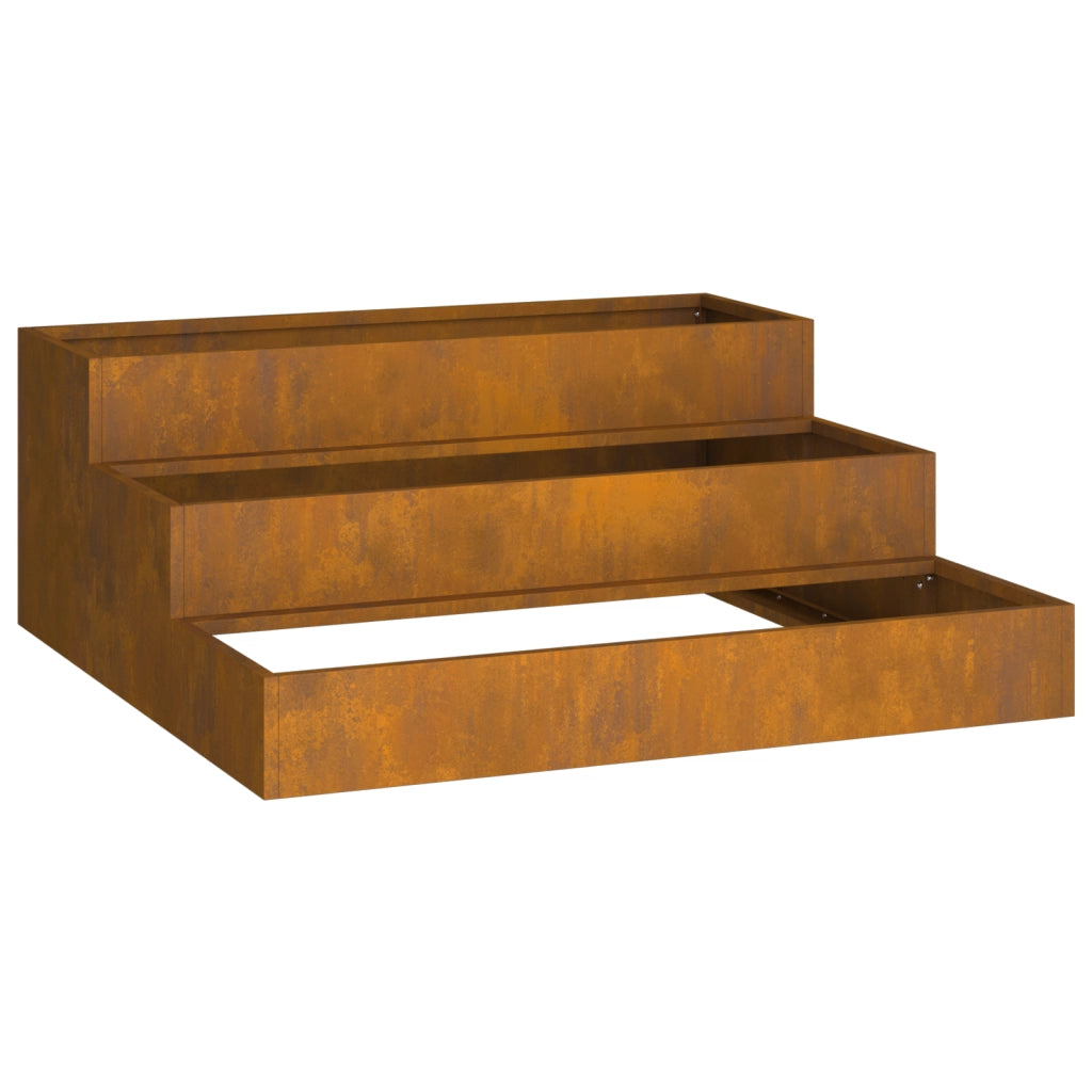 Fioriera da Giardino 3-Tier 90x90x35 cm Acciaio Resistente alle Intemperie