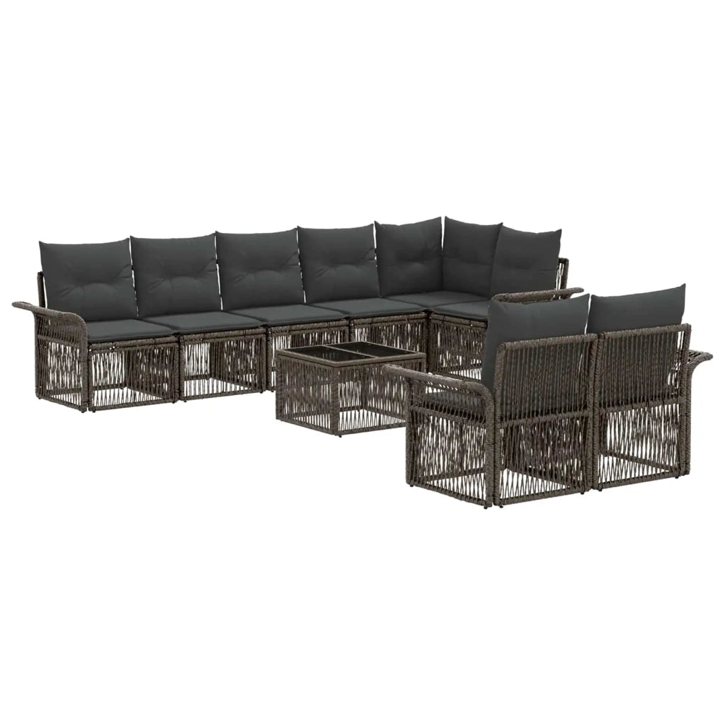 Set Divano da Giardino 9 pcs Grigio polyrattan 3434894