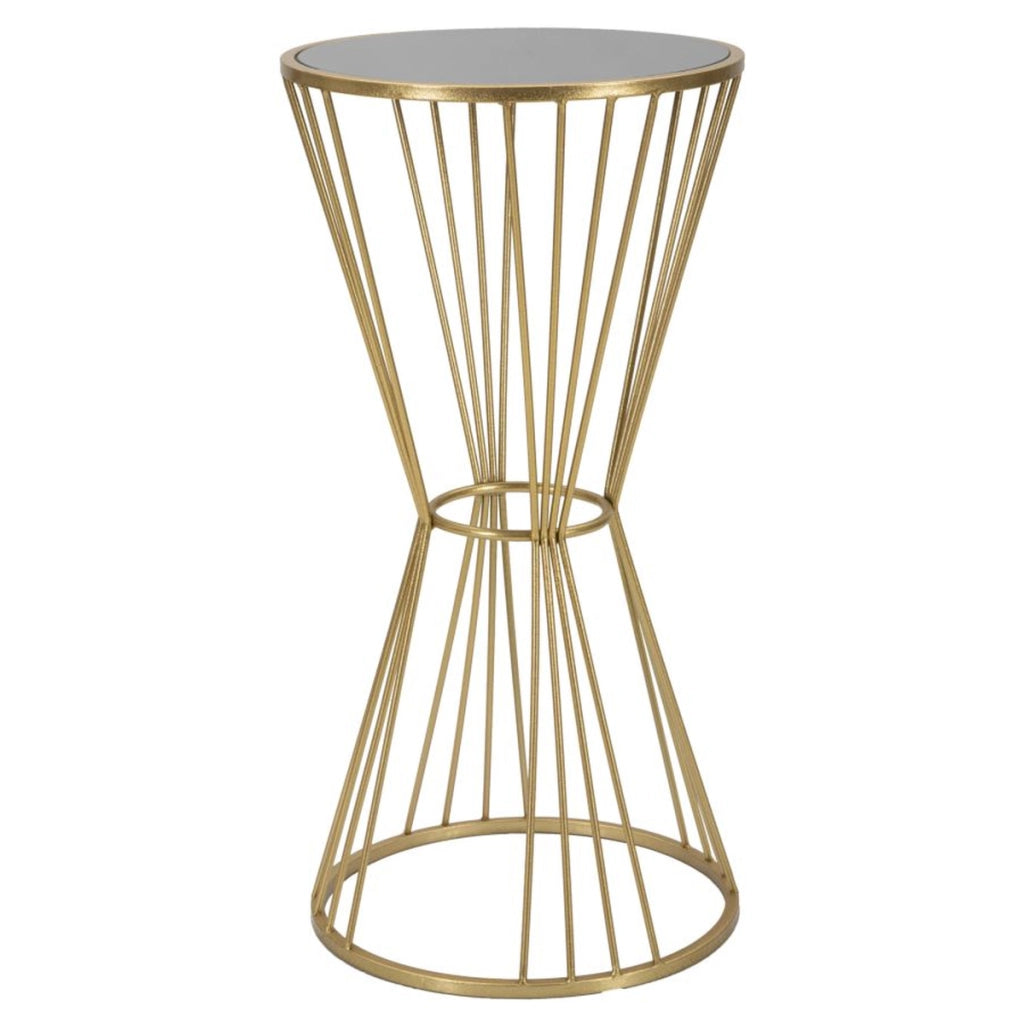 Tavolino alto Super Ø40x80 in ferro dorato con piano a specchio