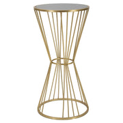 Tavolino alto Super Ø40x80 in ferro dorato con piano a specchio