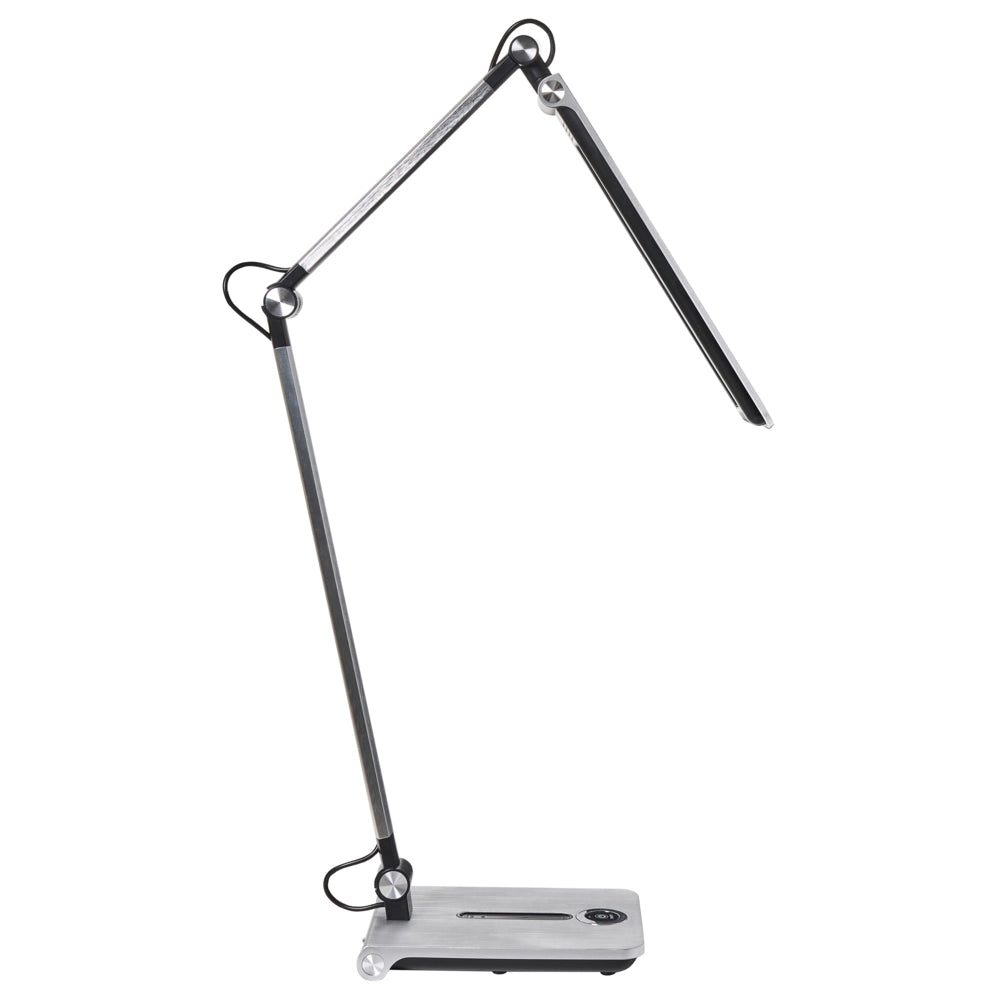 Lampada da tavolo LED per ufficio domestico con braccio regolabile e orientabile dimmer a 5 livelli e timer argento