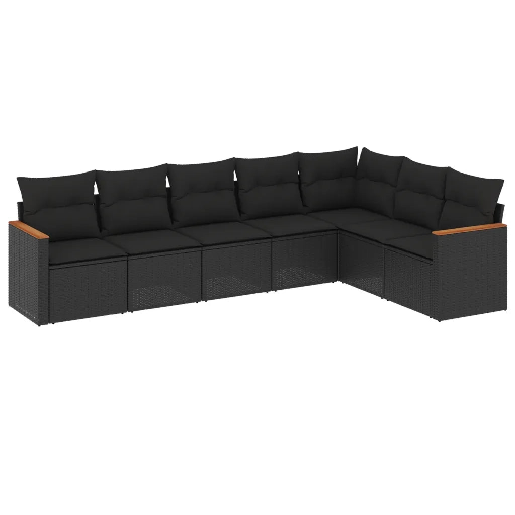 Set Divani da Giardino con Cuscini 7pz Nero Polyrattan 3258429