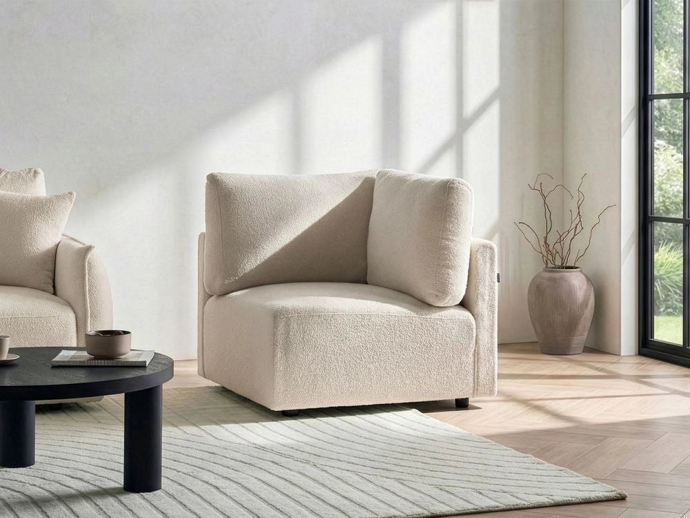 Modulo angolare sinistro Rivestimento bouclé bianco sporco Divano a 1 posto Sezione Soggiorno in stile moderno