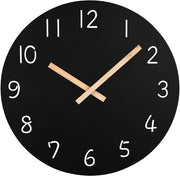 Orologio da parete extra grande, 40,6 cm senza cornice in legno di noce, con motore quartz silenzioso, orologio rustico rurale in legno di noce, decorativo per cucina, camera da letto, soggiorno, nero