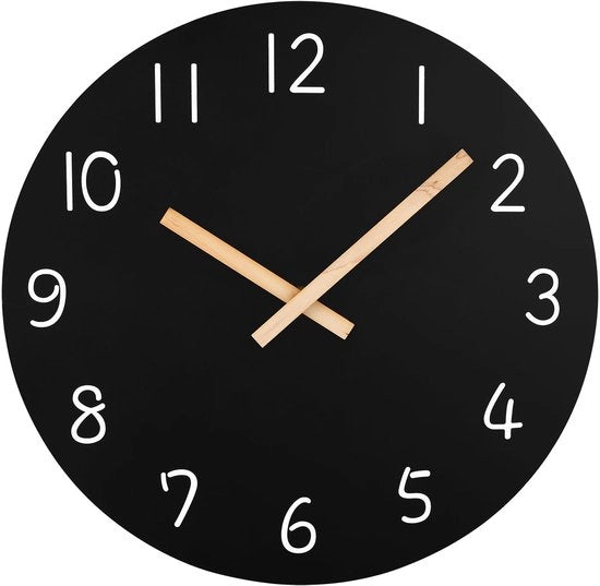 Orologio da parete extra grande, 40,6 cm senza cornice in legno di noce, con motore quartz silenzioso, orologio rustico rurale in legno di noce, decorativo per cucina, camera da letto, soggiorno, nero