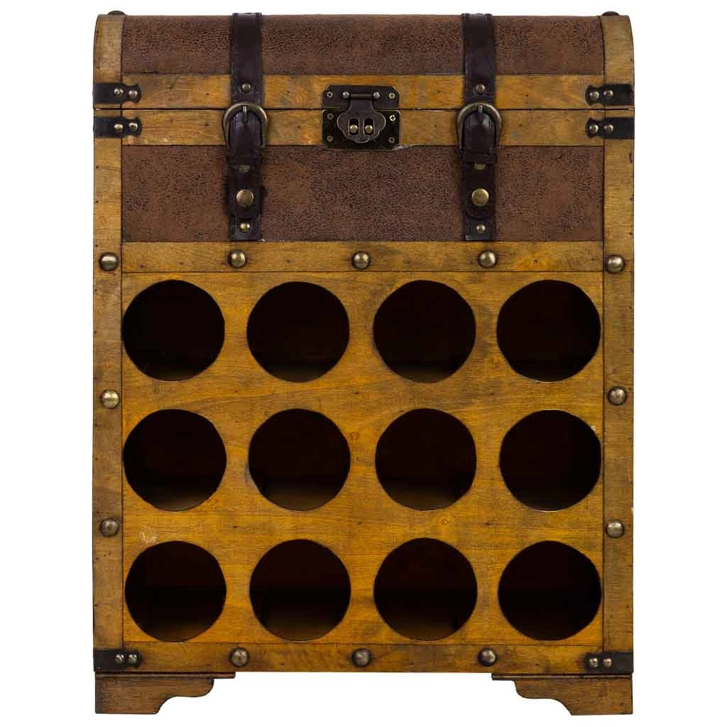 Baul porta bottiglie in legno marrone 45x28x59h cm