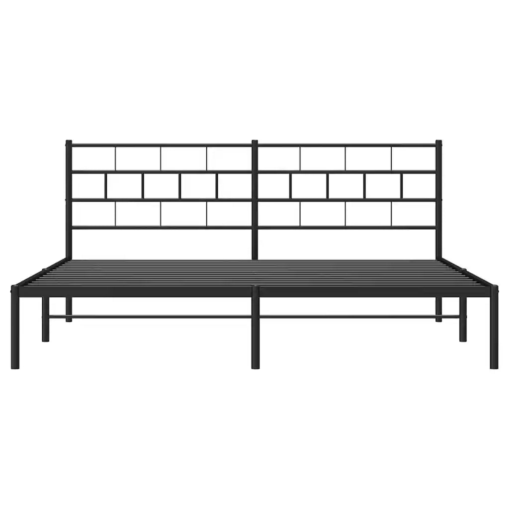 Letto matrimoniale | Letto per adulti | Giroletto con Testiera in Metallo Nero 193x203 cm