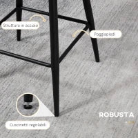 Sgabelli da Cucina Set 2 Pz in Poliestere, Acciaio e Gommapiuma con Poggiapiedi Regolabile, 52x53x93 cm