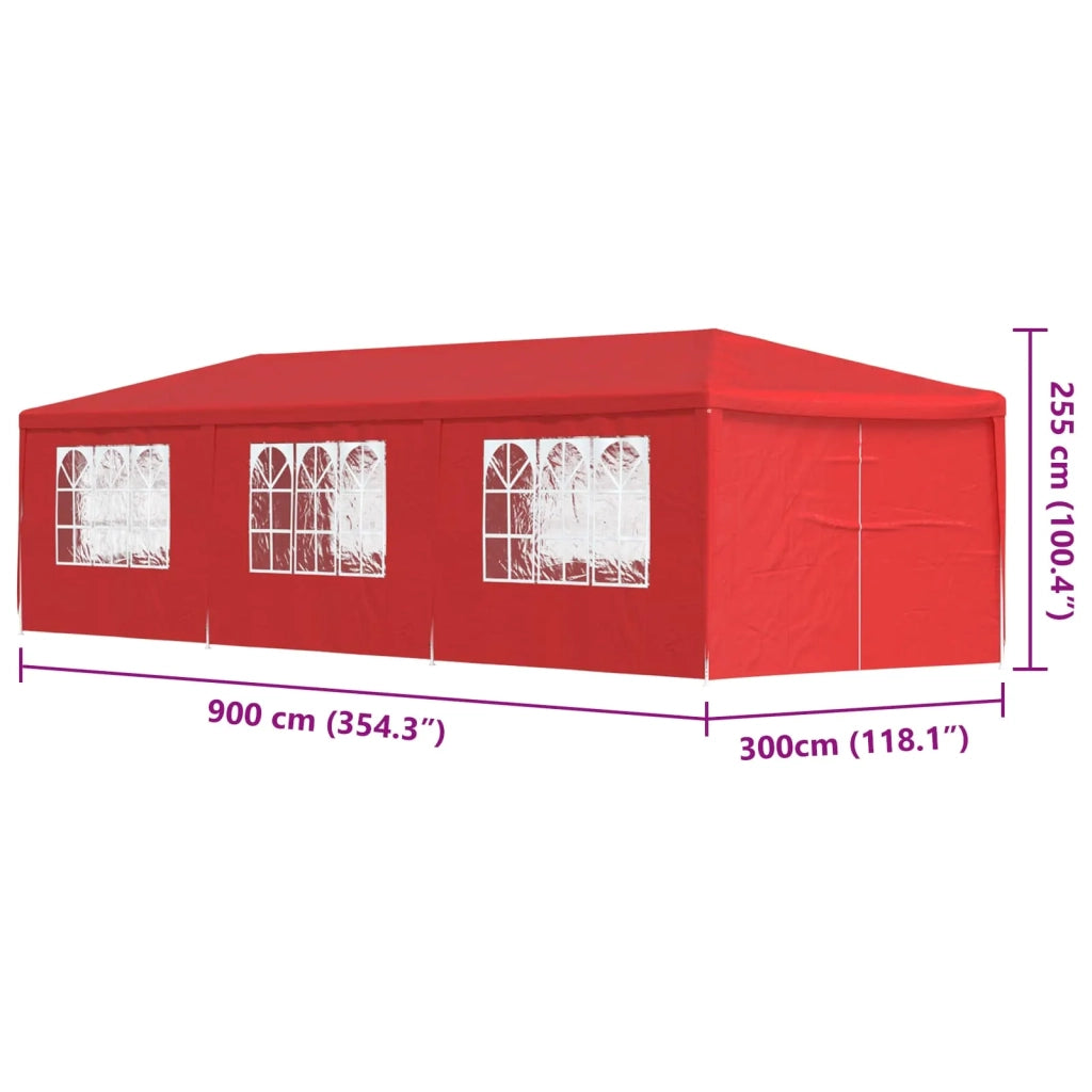 Tenda Party 900 x 300 x 255 cm Rosso PE e Acciaio 42033000