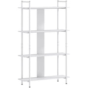 Libreria Scaffale 4 Livelli con Pannello Perforato ¨C Zephmum ¨C Bianco 80x24x180