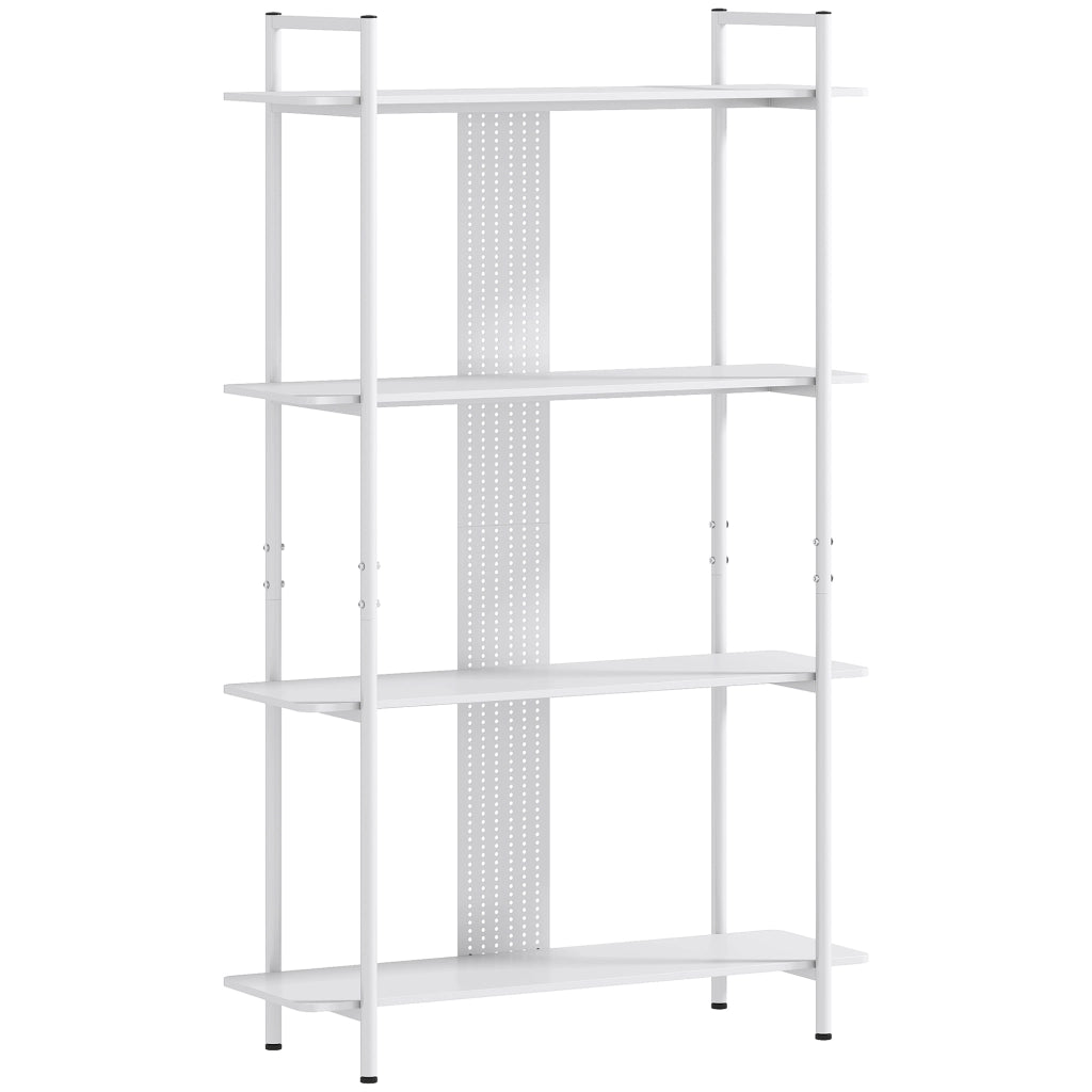 Libreria Scaffale 4 Livelli con Pannello Perforato ¨C Zephmum ¨C Bianco 80x24x180