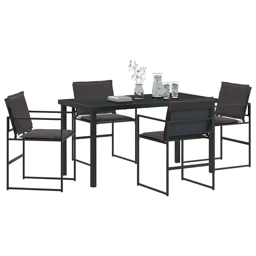 Set da Pranzo per Giardino 5 pcs Nero