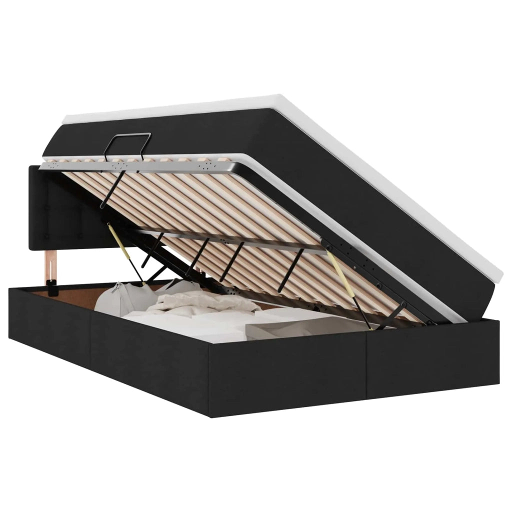 Letto con contenitore e LED con led Nero 120 x 200 cm Tessuto 3371264