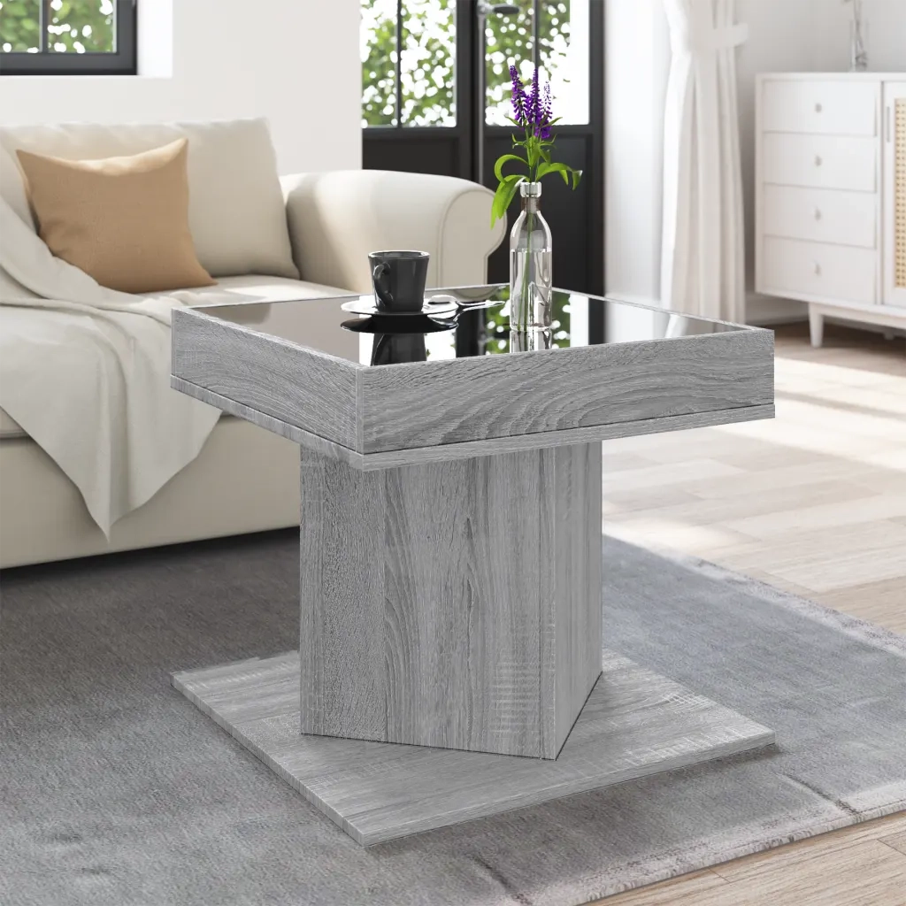 Tavolino Salotto con LED Grigio Sonoma 50x50x45 cm Multistrato