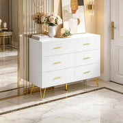 Cassettiera bianca e oro con 6 cassetti 100x40x75 cm